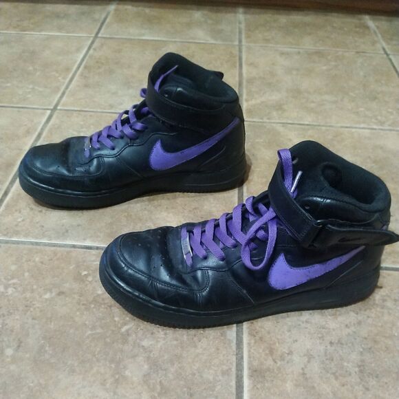 Rare Nike Men's 9.5 Air Force 1 82’ (2012) Black Purple Hightops 315123-001 - Picture 1 of 12